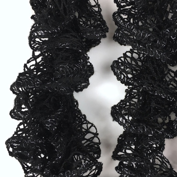 2 Scarf Lot BCBGeneration Infinity Knit Handmade Metallic Ruffle Lace Minimalist - Picture 10 of 15